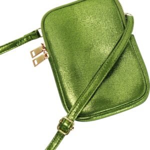 Groen Telefoontasje Metallic groen, is een trendy schoudertasje.