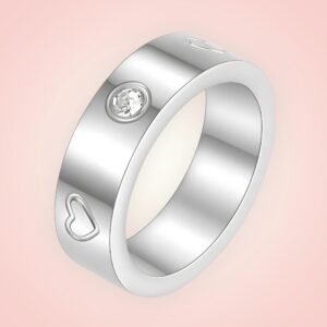 Ring met cubic zirconia's RVS