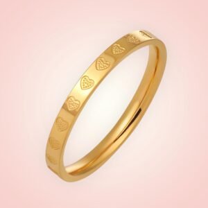 Ring met hartjes, 18 K gold plated Stainless Steel