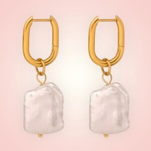 Oorbellen echte Parels 18 K gold plated Stainless Steel