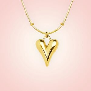 Halsketting met Hartje, RVS 18 K goldplated