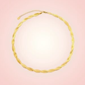 Prachtige gevlochten halsketting, RVS en 18K goldplated