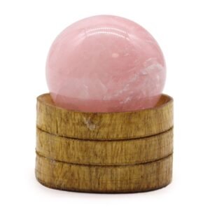 Edelsteen Rozenkwarts bol met houder van hout