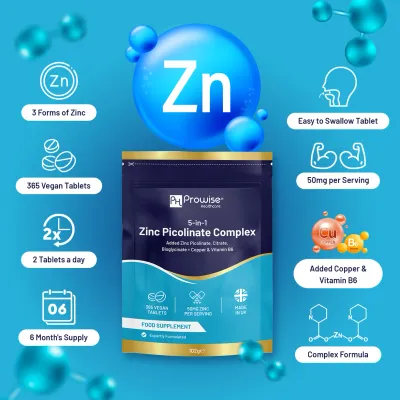 5-in-1 Zink Picolinaat Complex 50 mg - 365 Vegan Tabletten - Afbeelding 3