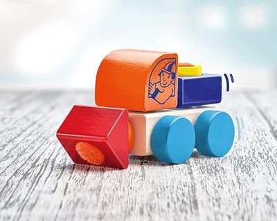 Mooie houten Vrachtauto, met klittenband voor het bouwen met kinderhandjes - Afbeelding 3