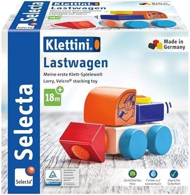 Mooie houten Vrachtauto, met klittenband voor het bouwen met kinderhandjes