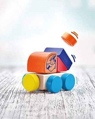 Mooie houten Vrachtauto, met klittenband voor het bouwen met kinderhandjes - Afbeelding 4