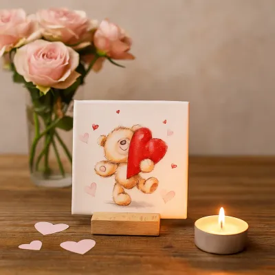 Tegeltje van Keramiek, een schattig "hou van je beertje" met rood hart - Afbeelding 4