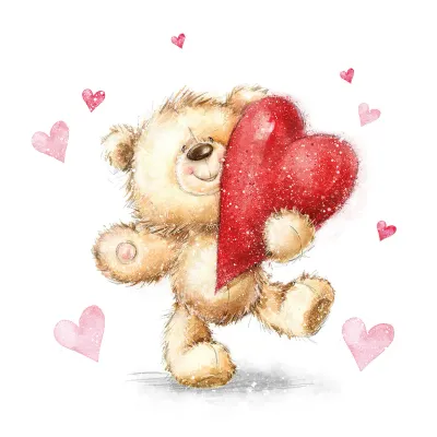 Tegeltje van Keramiek, een schattig "hou van je beertje" met rood hart - Afbeelding 2