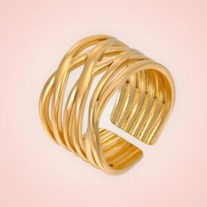 Ring Criss Cross, RVS 18 K goldplated