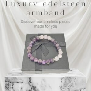 Armband met Amethist en Rozenkwarts kralen