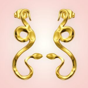 Oorbellen Slangen, 18 K gold plated Stainless Steel