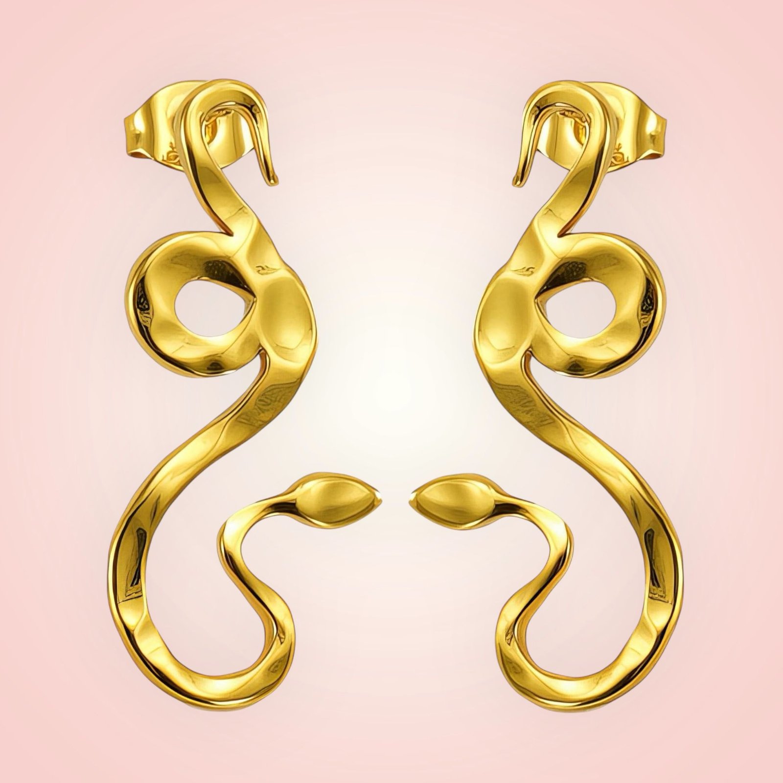 Oorbellen Slangen, 18 K gold plated Stainless Steel