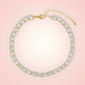 Tennisarmband met cubic Zirconias, 18 K gold plated Stainless Steel