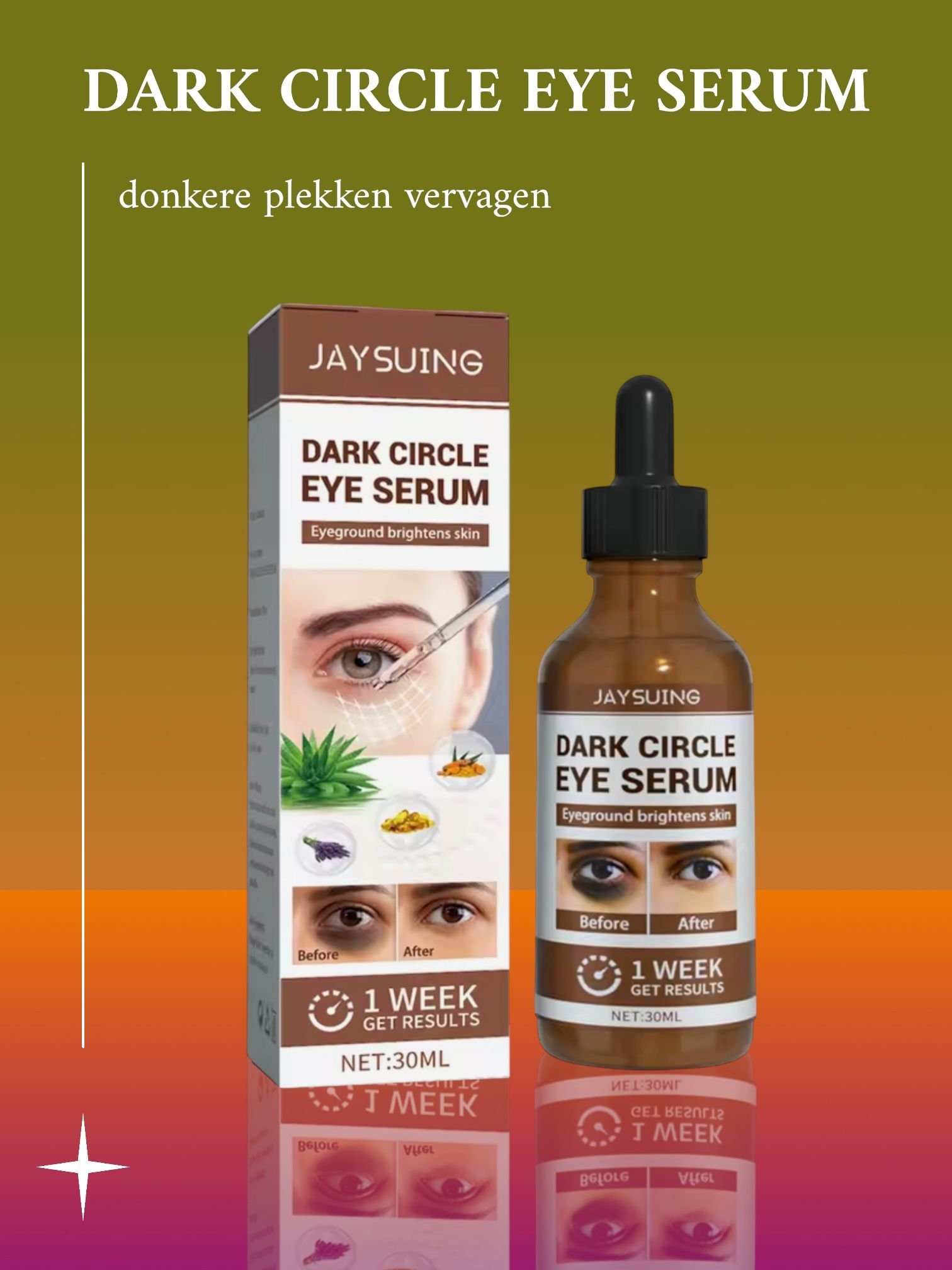 Oogserum tegen vermoeide look en wallen onder ogen 30 ml.