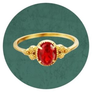 Roestvrijstalen ring met zirkoonsteen, licht rood