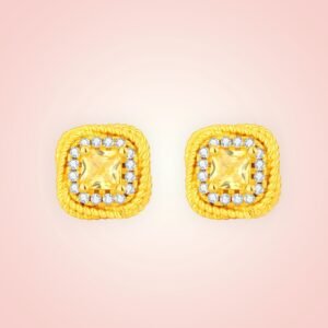 Oorstekers met cubic Zirconia, 18 K gold plated Stainless Steel