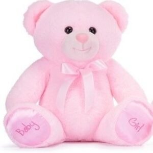 Grote Pluche beer in Roze, Baby Girl op voetjes 28 cm